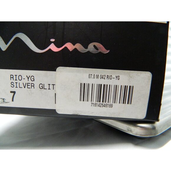 Nina Silver Glitter Peep-Toe Wedge Shoes Size 7M Metallic Gray - Picture 14 of 15